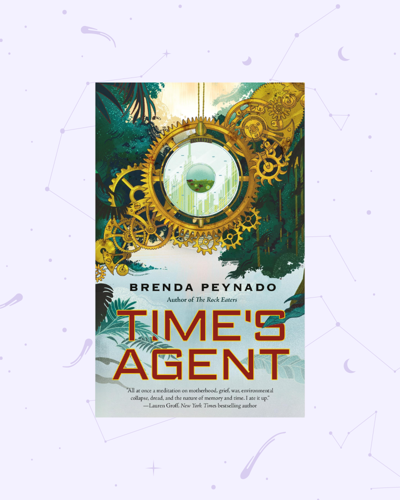 Cubierta americana de Time’s Agent, con engranajes sobre una jungla. Nuestra cubierta será diferente.